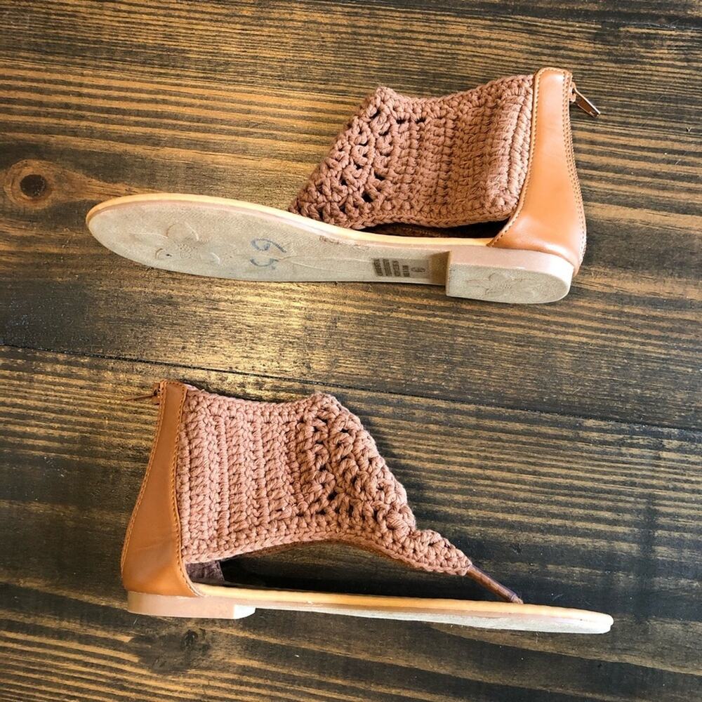 Bumper Boho Crocheted Sandal Neutral Brown Womens 6.5 Hippie Festival Bohemian - Picture 6 of 12